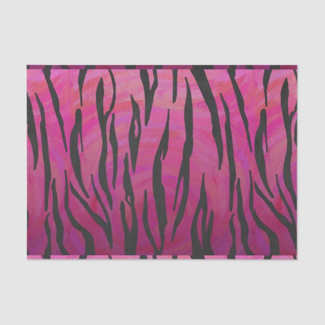 Tiger Hot Pink und Black Print Seidenpapier (Vorderseite)