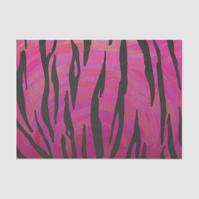 Tiger Hot Pink und Black Print Seidenpapier (Vorderseite)
