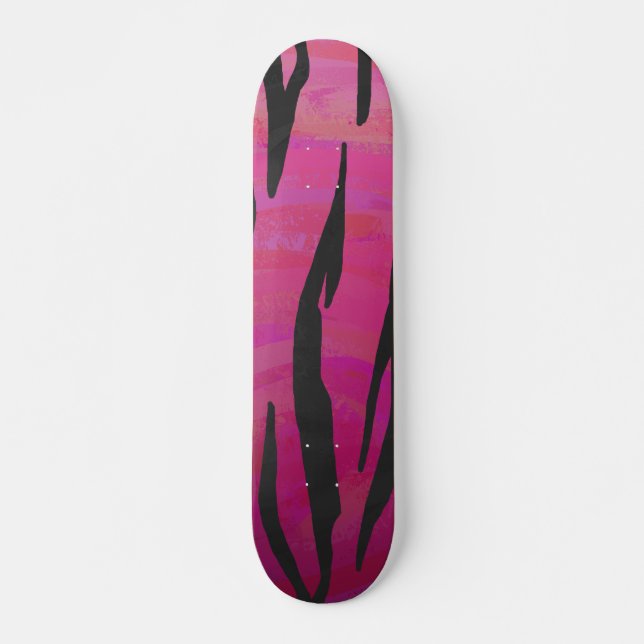 Tiger Hot Pink und Black Print Skateboard (Vorne)