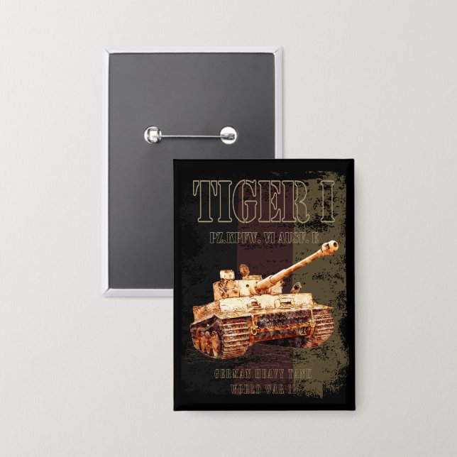 Tiger I - Deutscher Hochtank WWII mit deutscher Fl Button (Vorderseite/Rückseite)