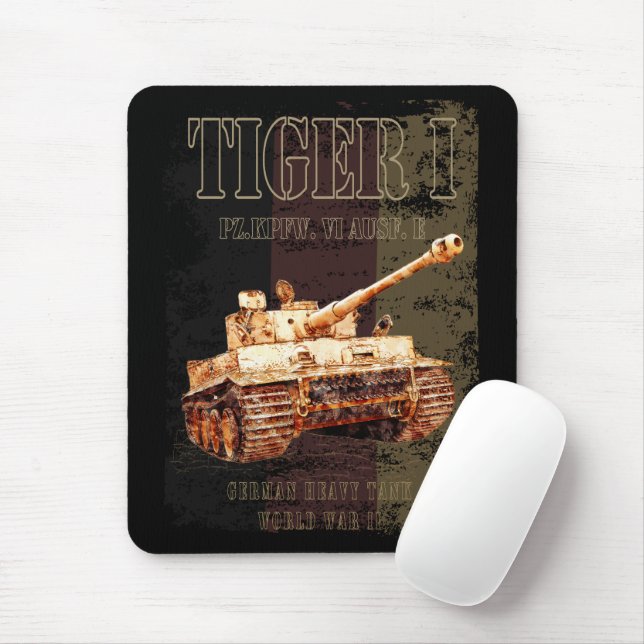 Tiger I - Deutscher Hochtank WWII mit deutscher Fl Mousepad (Mit Mouse)