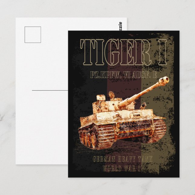 Tiger I - Deutscher Hochtank WWII mit deutscher Fl Postkarte (Vorne/Hinten)