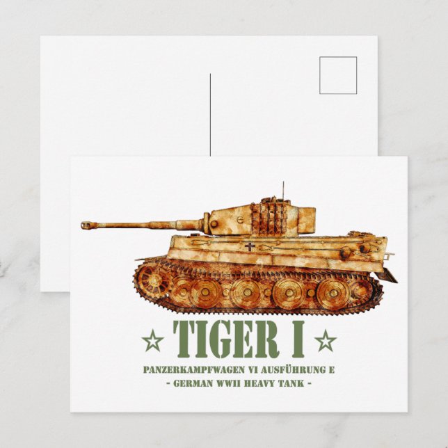 Tiger I. Weltkrieg Zweiter deutscher Panzer Postkarte (Vorne/Hinten)