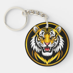 Tiger-Illustration mit intensem Ausdruck Schlüsselanhänger