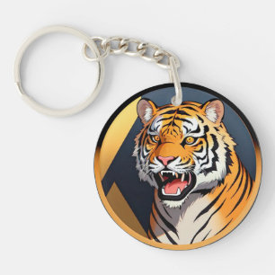Tiger-Illustration mit intensem Ausdruck Schlüsselanhänger