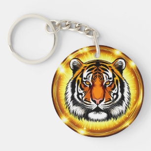 Tiger-Illustration mit intensem Ausdruck Schlüsselanhänger