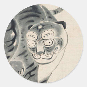 Tiger Illustration von Ito Jakuchu Runder Aufkleber