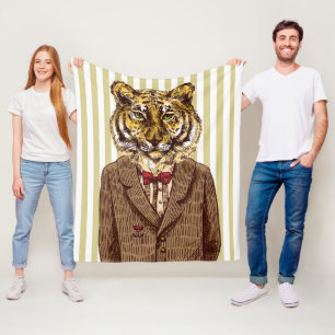 Tiger Im Abendanzug Fleecedecke