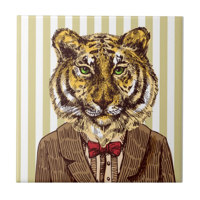 Tiger Im Abendanzug Fliese (Vorderseite)