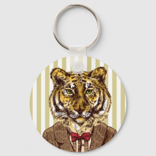 Tiger Im Abendanzug Schlüsselanhänger