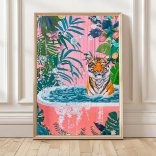 Tiger im Badewanne Kunstprint, Badezimmer Wandkuns Poster