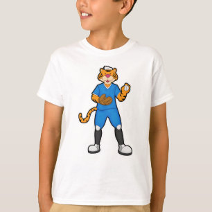 Tiger im Baseball mit Baseballhandschuh & Cap T-Shirt