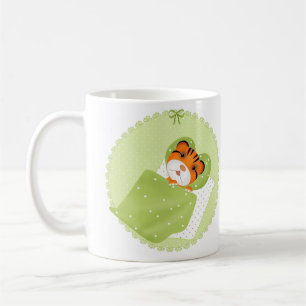 Tiger im Bett Illustration Kinder kindischer Druck Kaffeetasse