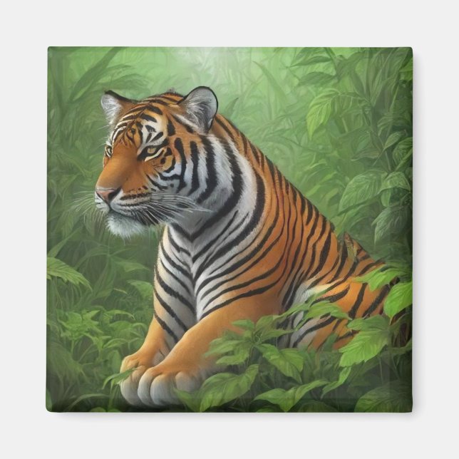 Tiger im Dschungel Magnet (Vorne)