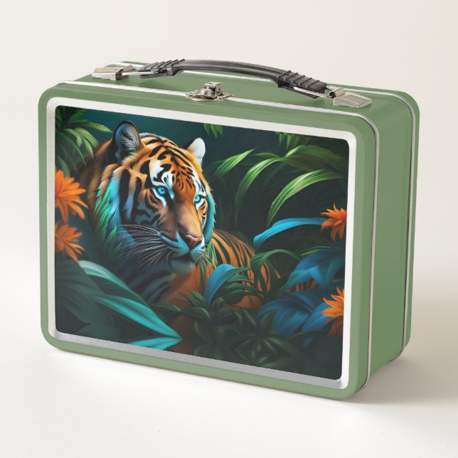 Tiger im Dschungel Metal Lunchbox (Vorderseite)