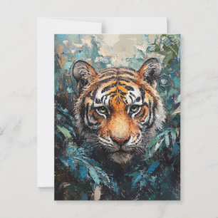Tiger im Dschungel Porträtmalerei Postkarte