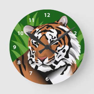 Tiger im Dschungel Runde Wanduhr
