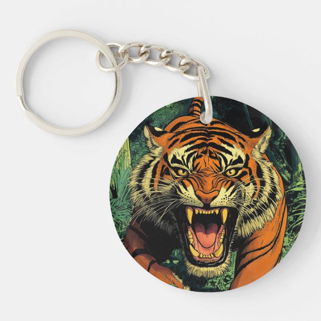 Tiger im Dschungel Schlüsselanhänger (Vorderseite)