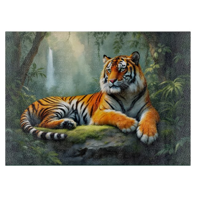 Tiger im Dschungel  Schneidebrett (Vorderseite)