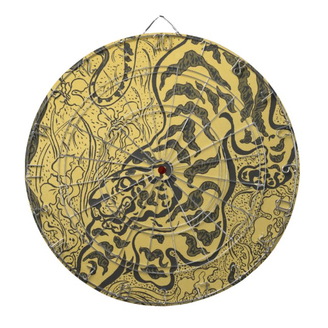 Tiger im Dschungel (Wild Animal) (von Paul Ranson) Dartscheibe (vorne)