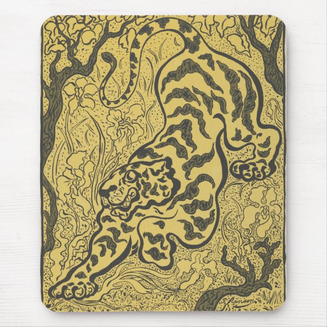 Tiger im Dschungel (Wild Animal) (von Paul Ranson) Mousepad (Vorne)