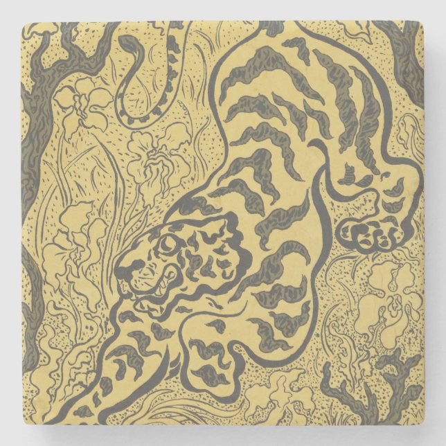 Tiger im Dschungel (Wild Animal) (von Paul Ranson) Steinuntersetzer (Vorderseite)