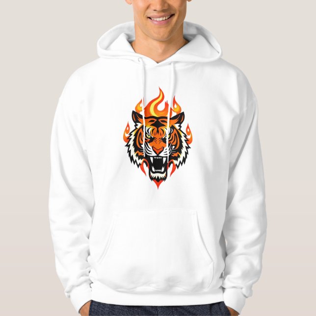 Tiger im Feuer Hoodie (Vorderseite)