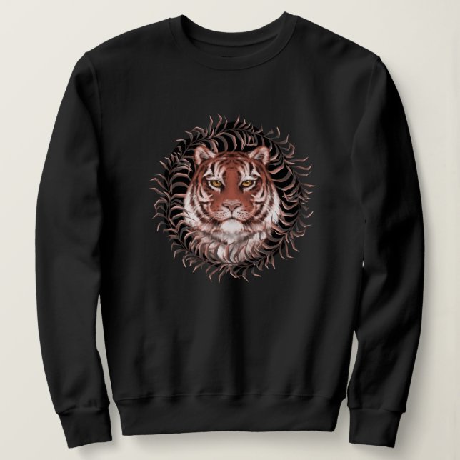 Tiger im Gras Sweatshirt (Design vorne)