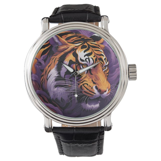 Tiger im lila armbanduhr (Vorderseite)