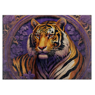 Tiger im lila schneidebrett