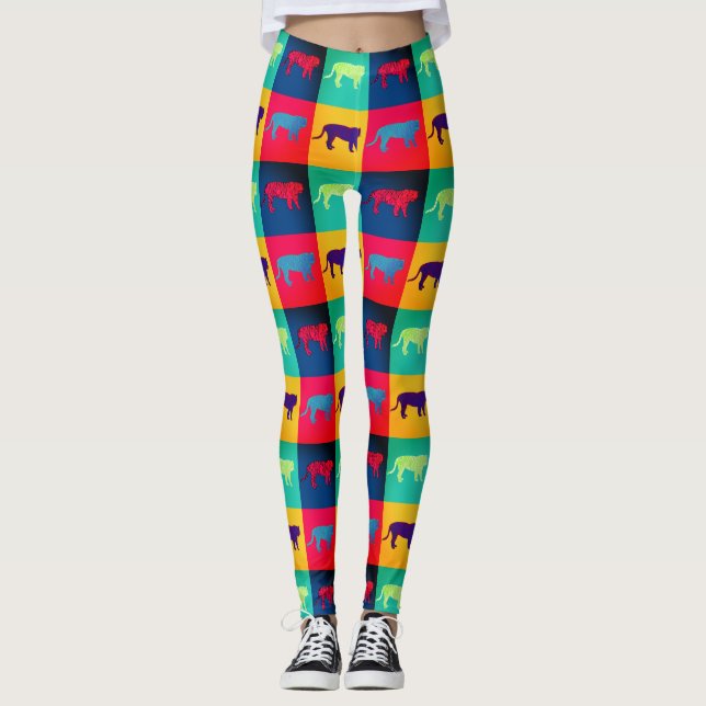 Tiger im Pop-Art-Stil Leggings (Vorderseite)