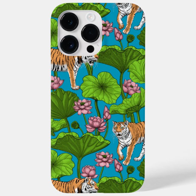 Tiger im rosa Lotusteich Case-Mate iPhone Hülle (Rückseite)