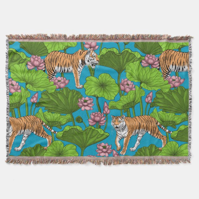 Tiger im rosa Lotusteich Decke (Vorderseite)