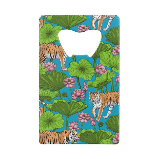 Tiger im rosa Lotusteich Geldbeutel Flaschenöffner (Vorderseite)