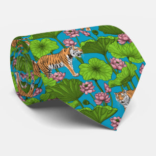 Tiger im rosa Lotusteich Krawatte
