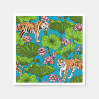 Tiger im rosa Lotusteich Serviette
