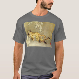 Tiger im Schnee Hokusai Japanischer Holzschnitt T-Shirt