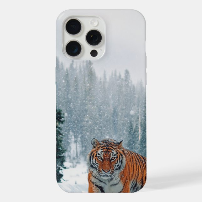 Tiger im Schnee iPhone Hülle (Rückseite)