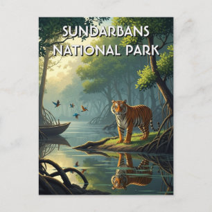 Tiger im Sundarbans-Nationalpark Indien Postkarte
