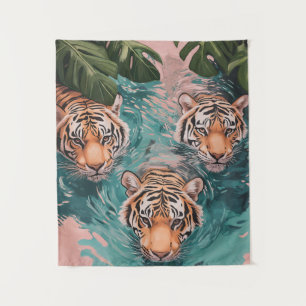 Tiger im Wasserabenteuer Wandteppich