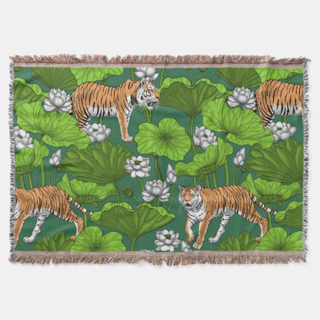 Tiger im weißen Lotusteich Decke (Vorderseite)