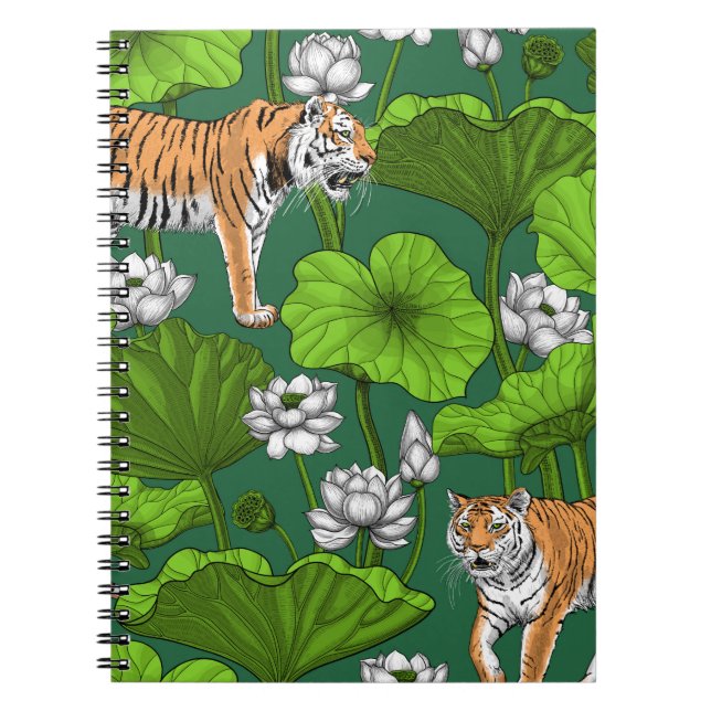 Tiger im weißen Lotusteich Notizblock (Vorderseite)