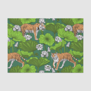 Tiger im weißen Lotusteich Seidenpapier