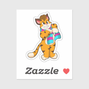 Tiger im Winter mit Scarf Aufkleber