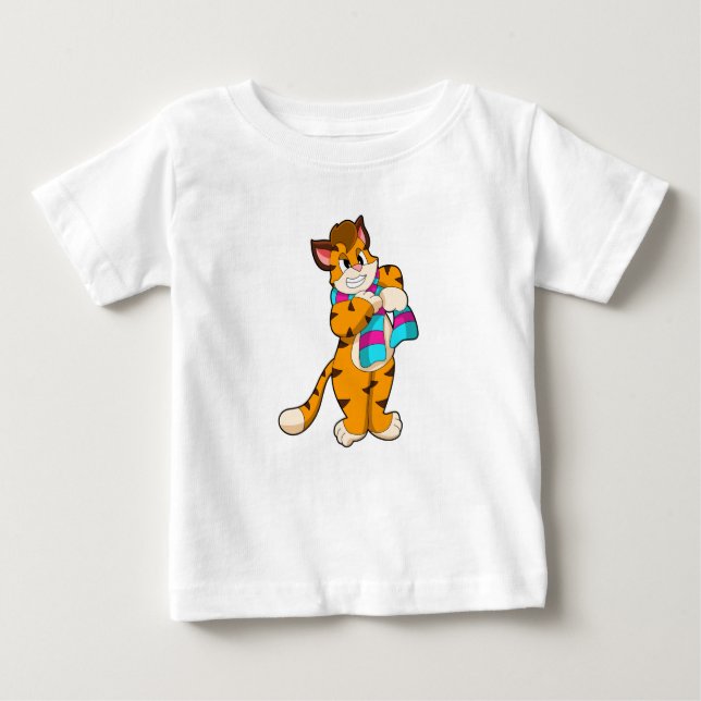Tiger im Winter mit Scarf Baby T-shirt (Vorderseite)