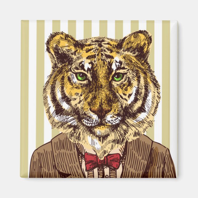 Tiger in Abend Wear Magnet (Vorne)