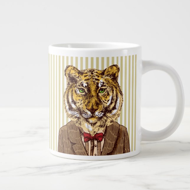 Tiger in Abendgarderobe Jumbo-Tasse (Rechts)
