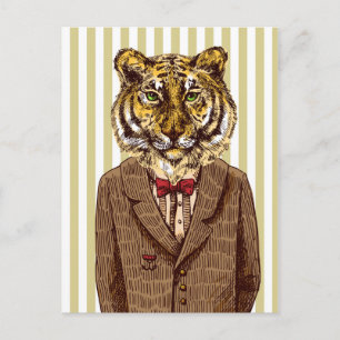 Tiger in Abendgarderobe Postkarte