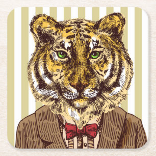 Tiger in Abendgarderobe Rechteckiger Pappuntersetzer