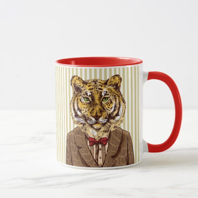 Tiger in Abendgarderobe Tasse (Rechts)